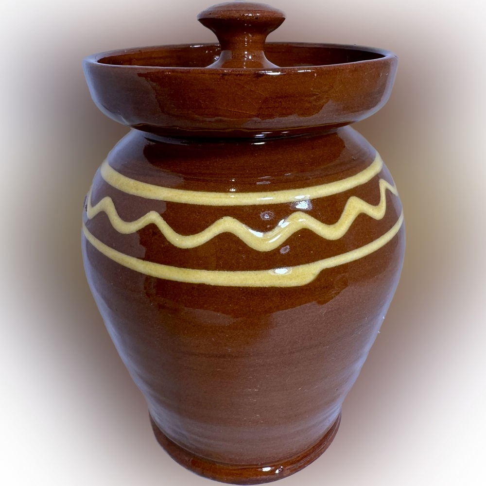 Red Studio Pottery Small Canister Signed
